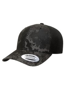 Yupoong VEIL CAMO Cap schwarz Flexfit Cap Kappen Hüte Grosshandel