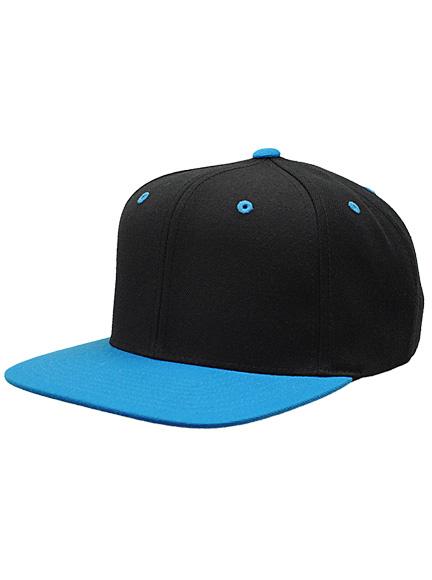 Yupoong Snapback Cap Schwarz / Neonblau Snapback Cap Flexfit Cap Kappen Hüte Grosshandel