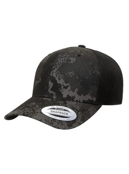 Yupoong VEIL CAMO Cap schwarz Baseball Cap Flexfit Cap Kappen Hüte Grosshandel